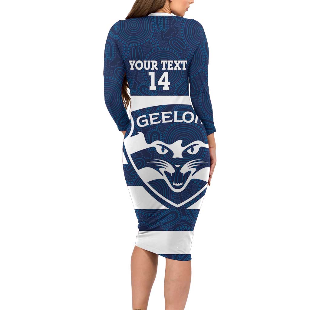 AFL Cats Football Custom Family Matching Long Sleeve Bodycon Dress and Hawaiian Shirt Geelong Proud Indigenous Art - Vibe Hoodie