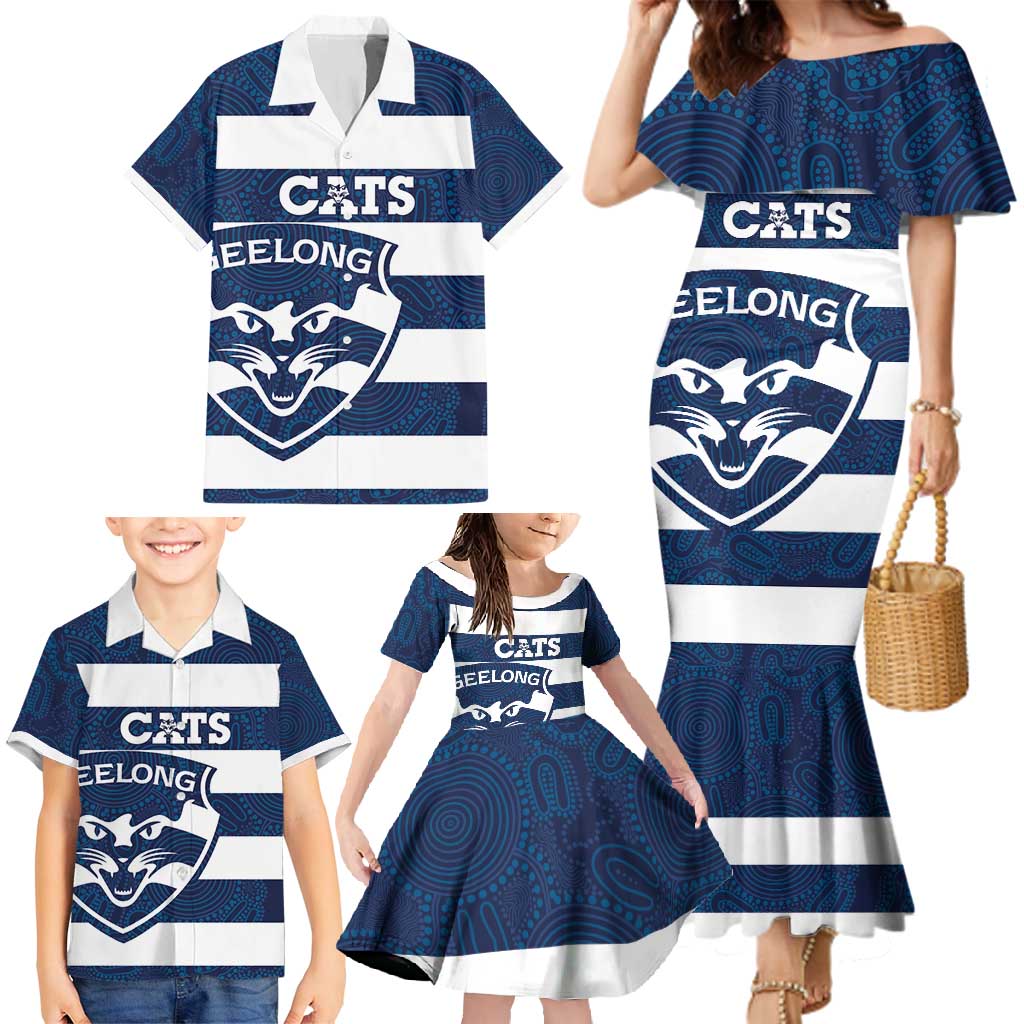 AFL Cats Football Custom Family Matching Mermaid Dress and Hawaiian Shirt Geelong Proud Indigenous Art - Vibe Hoodie