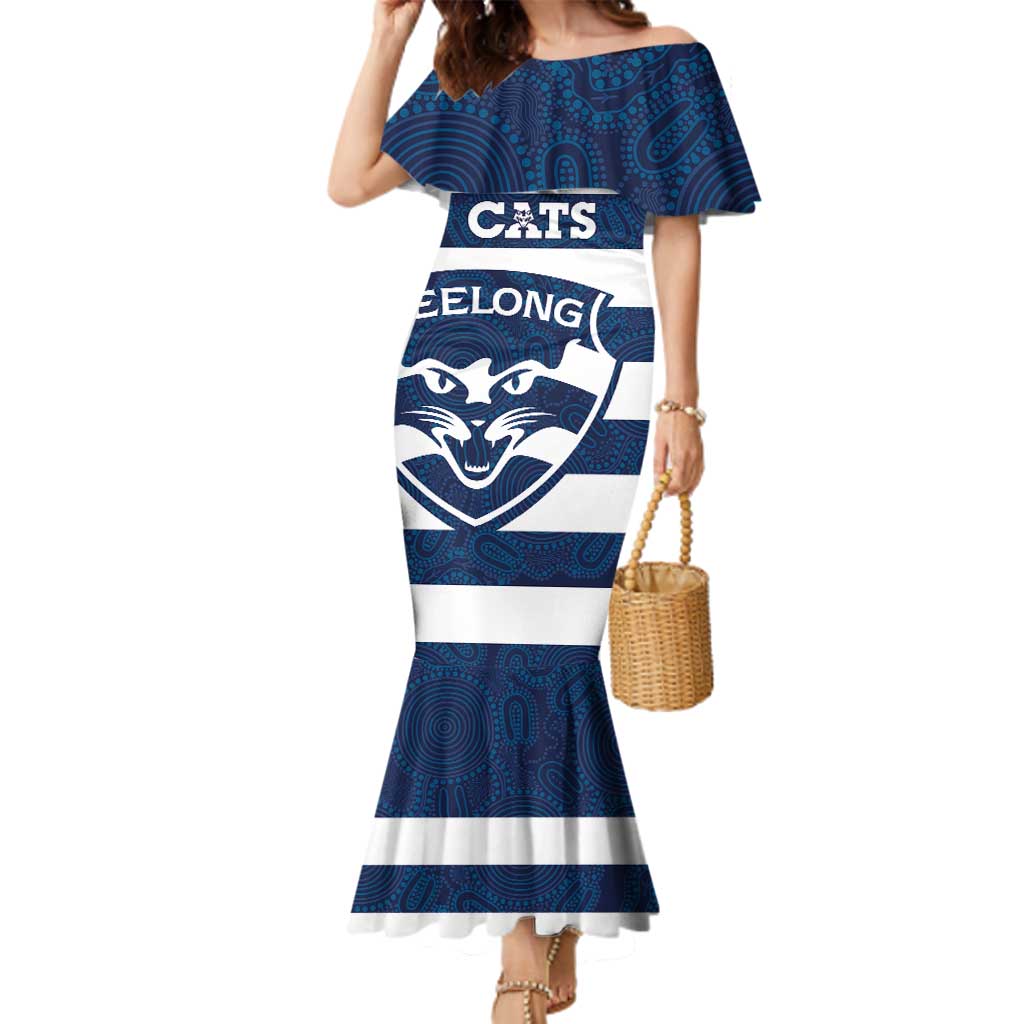 AFL Cats Football Custom Family Matching Mermaid Dress and Hawaiian Shirt Geelong Proud Indigenous Art - Vibe Hoodie