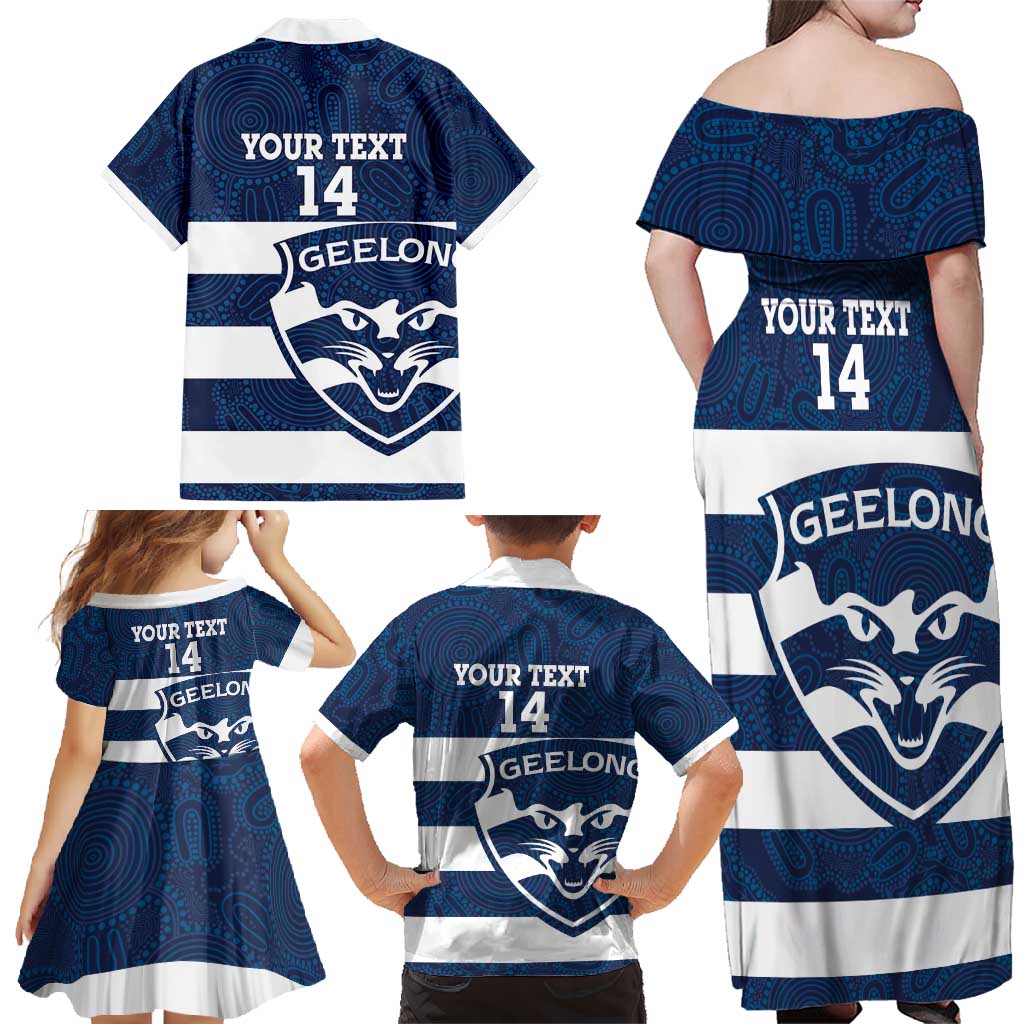 AFL Cats Football Custom Family Matching Off Shoulder Maxi Dress and Hawaiian Shirt Geelong Proud Indigenous Art - Vibe Hoodie