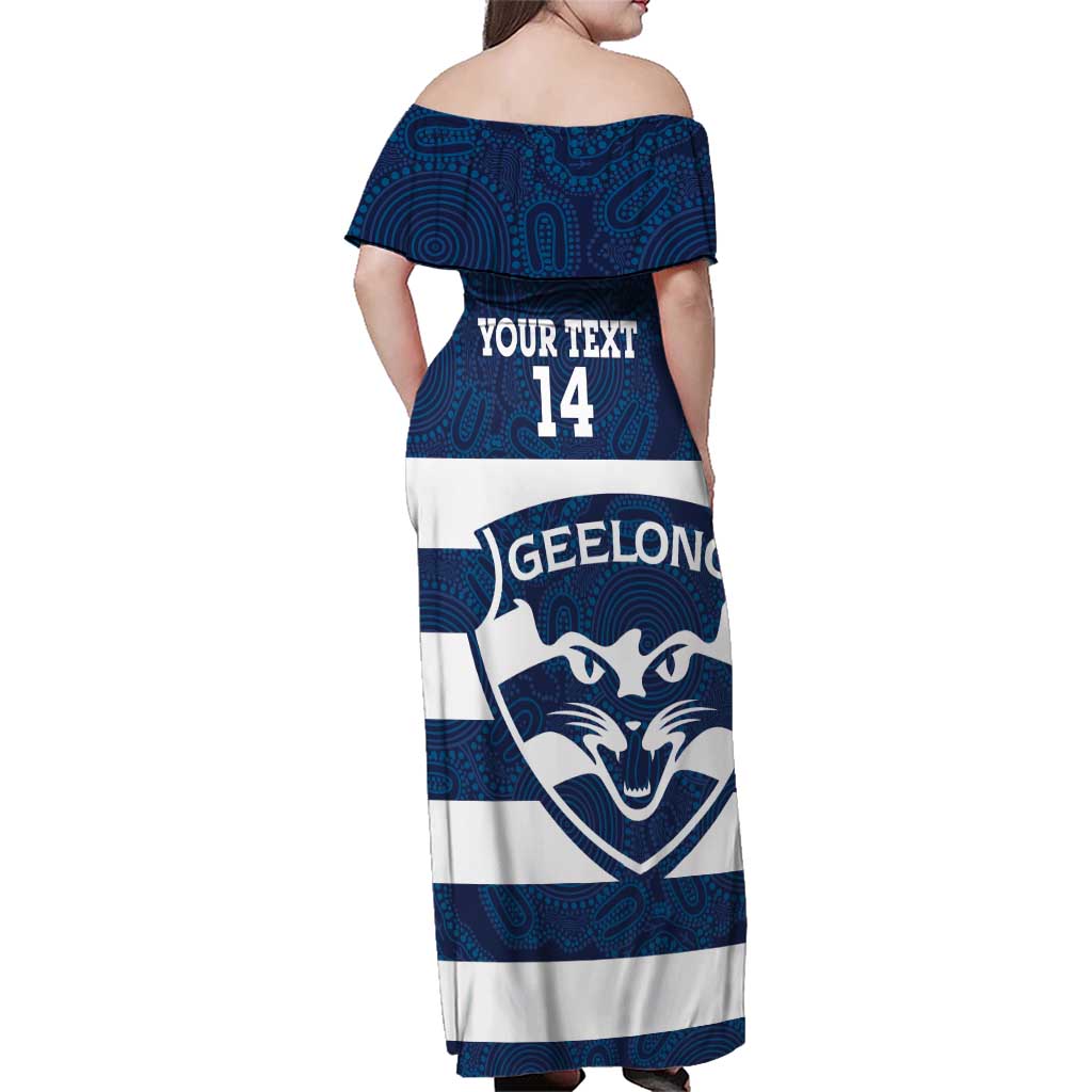AFL Cats Football Custom Family Matching Off Shoulder Maxi Dress and Hawaiian Shirt Geelong Proud Indigenous Art - Vibe Hoodie