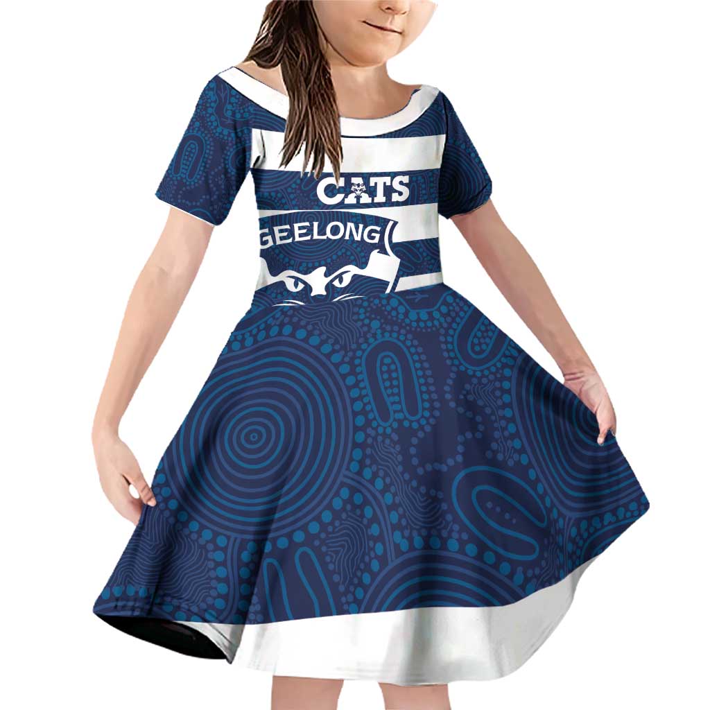 AFL Cats Football Custom Family Matching Off Shoulder Short Dress and Hawaiian Shirt Geelong Proud Indigenous Art - Vibe Hoodie