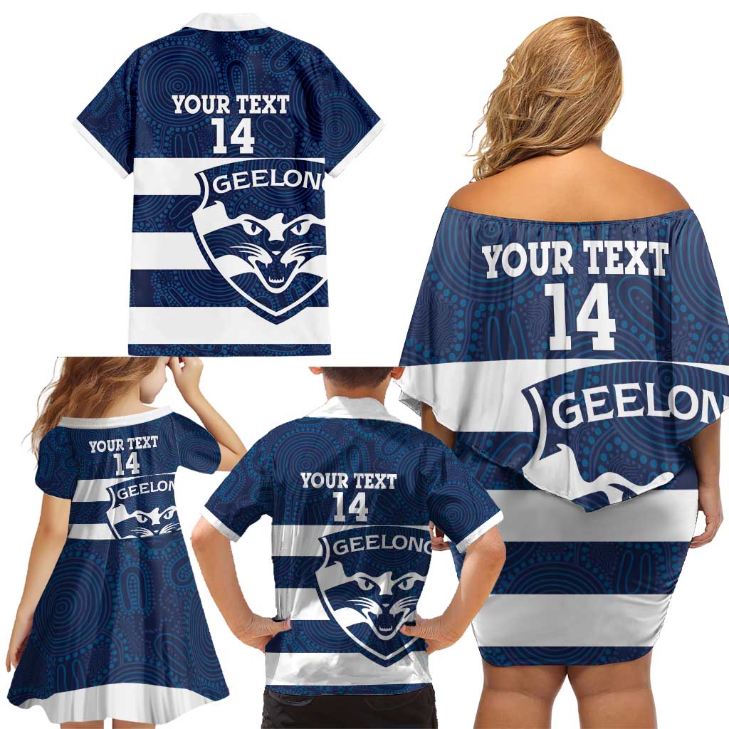 AFL Cats Football Custom Family Matching Off Shoulder Short Dress and Hawaiian Shirt Geelong Proud Indigenous Art - Vibe Hoodie