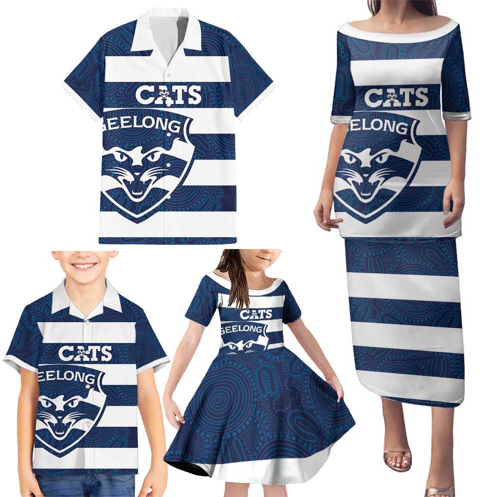 AFL Cats Football Custom Family Matching Puletasi and Hawaiian Shirt Geelong Proud Indigenous Art - Vibe Hoodie