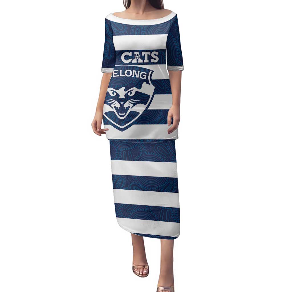 AFL Cats Football Custom Family Matching Puletasi and Hawaiian Shirt Geelong Proud Indigenous Art - Vibe Hoodie