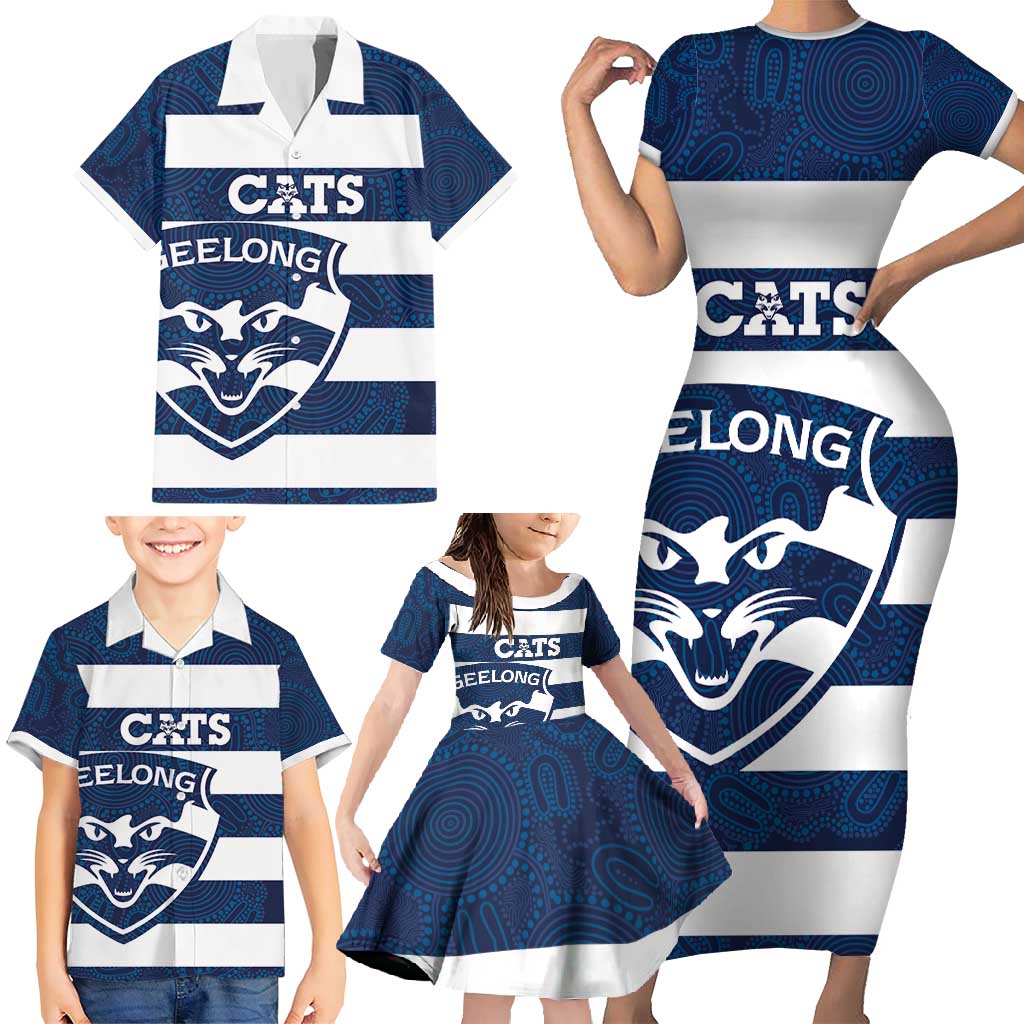 AFL Cats Football Custom Family Matching Short Sleeve Bodycon Dress and Hawaiian Shirt Geelong Proud Indigenous Art - Vibe Hoodie