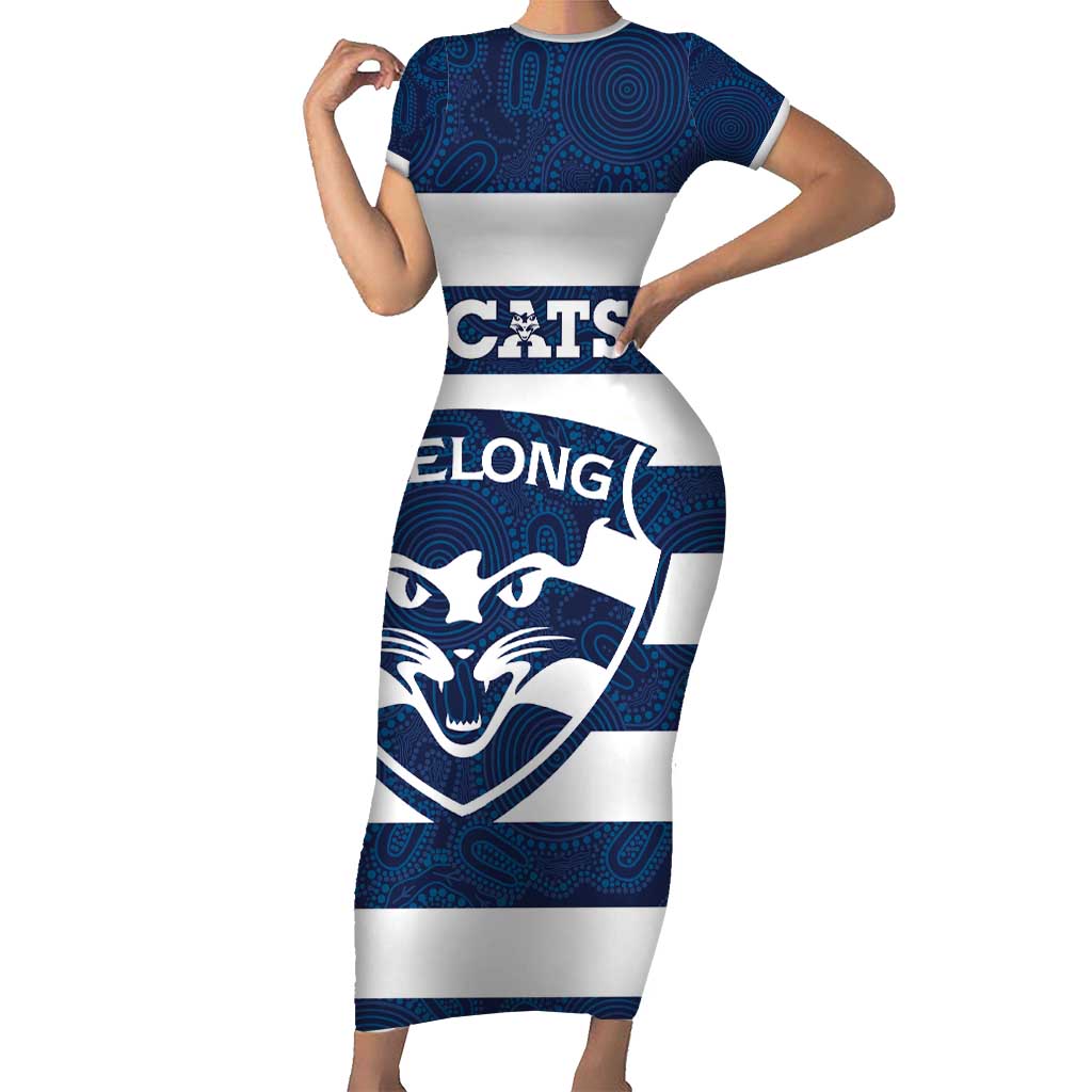 AFL Cats Football Custom Family Matching Short Sleeve Bodycon Dress and Hawaiian Shirt Geelong Proud Indigenous Art - Vibe Hoodie