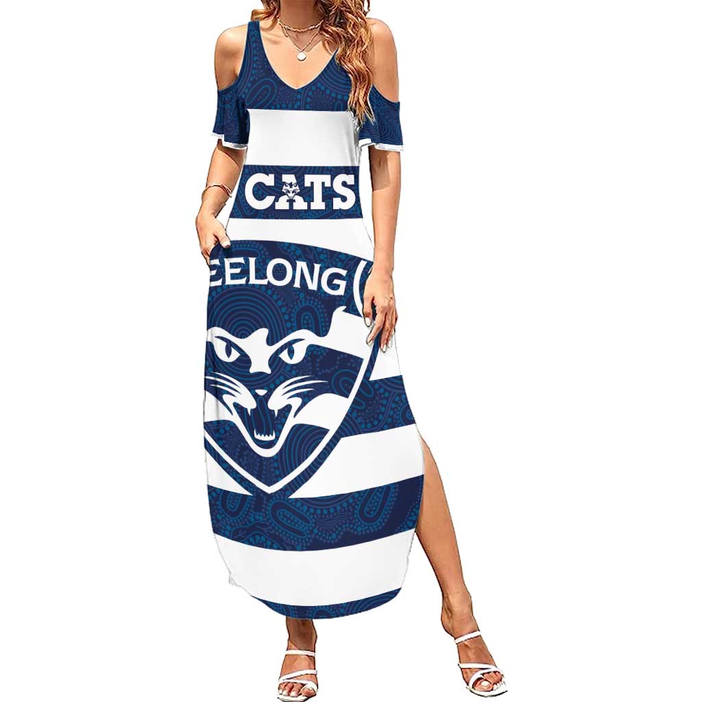AFL Cats Football Custom Family Matching Summer Maxi Dress and Hawaiian Shirt Geelong Proud Indigenous Art - Vibe Hoodie