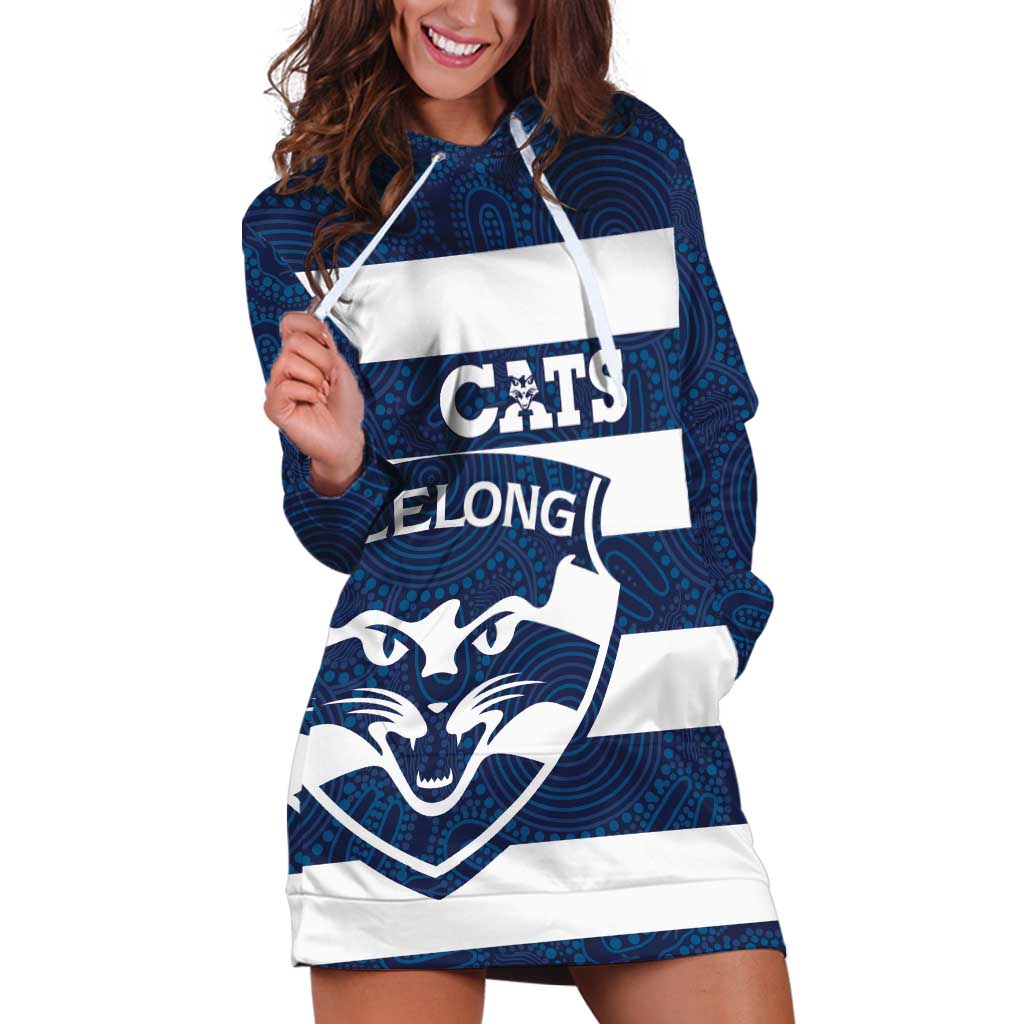 AFL Cats Football Custom Hoodie Dress Geelong Proud Indigenous Art - Vibe Hoodie