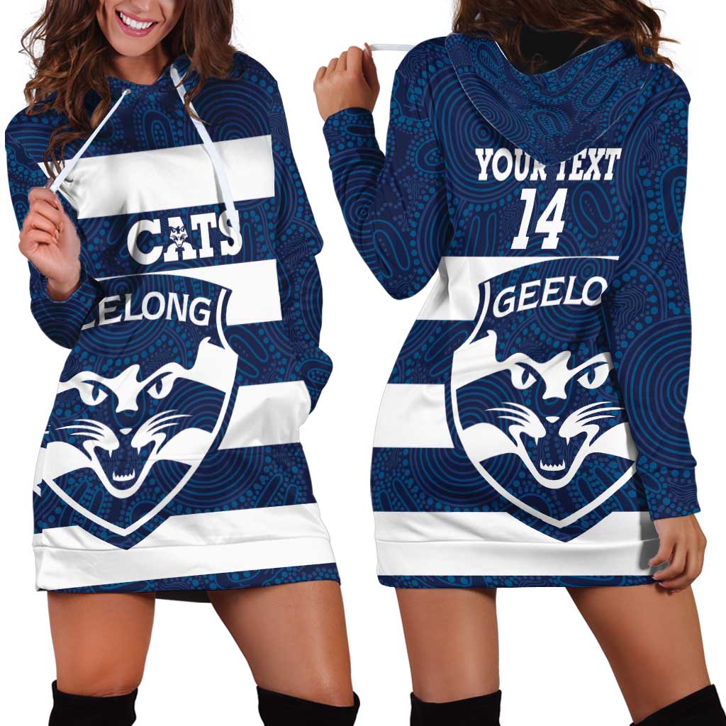 AFL Cats Football Custom Hoodie Dress Geelong Proud Indigenous Art - Vibe Hoodie