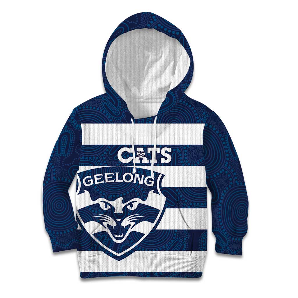 AFL Cats Football Custom Kid Hoodie Geelong Proud Indigenous Art - Vibe Hoodie