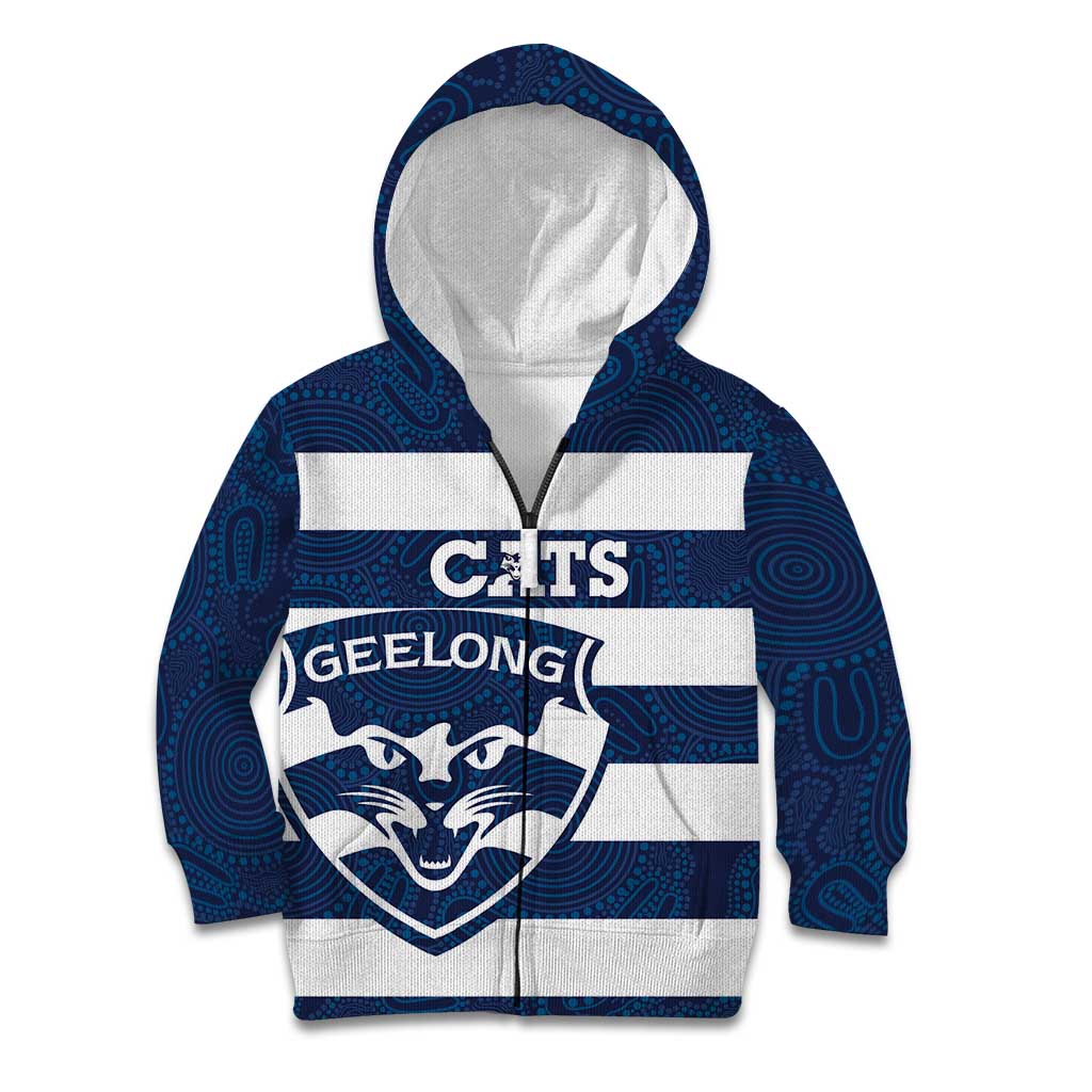 AFL Cats Football Custom Kid Hoodie Geelong Proud Indigenous Art - Vibe Hoodie