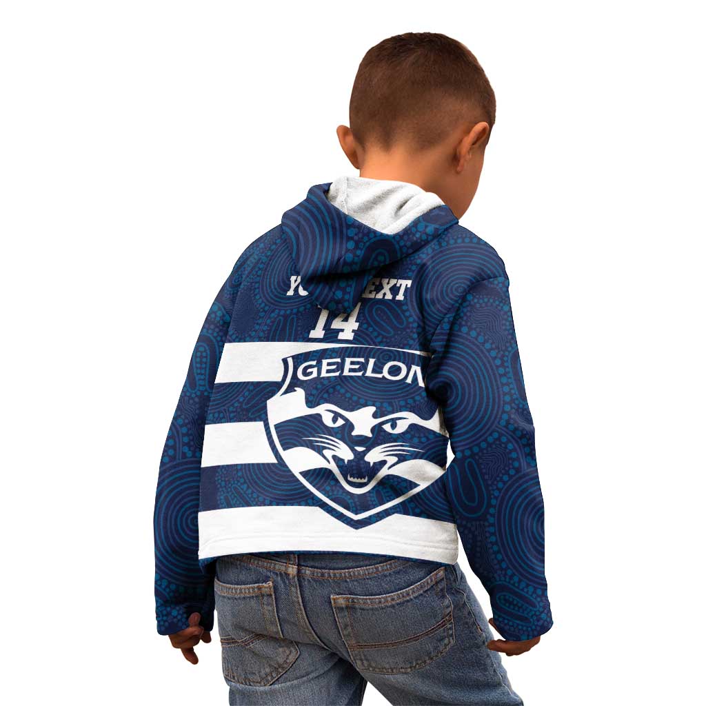 AFL Cats Football Custom Kid Hoodie Geelong Proud Indigenous Art - Vibe Hoodie