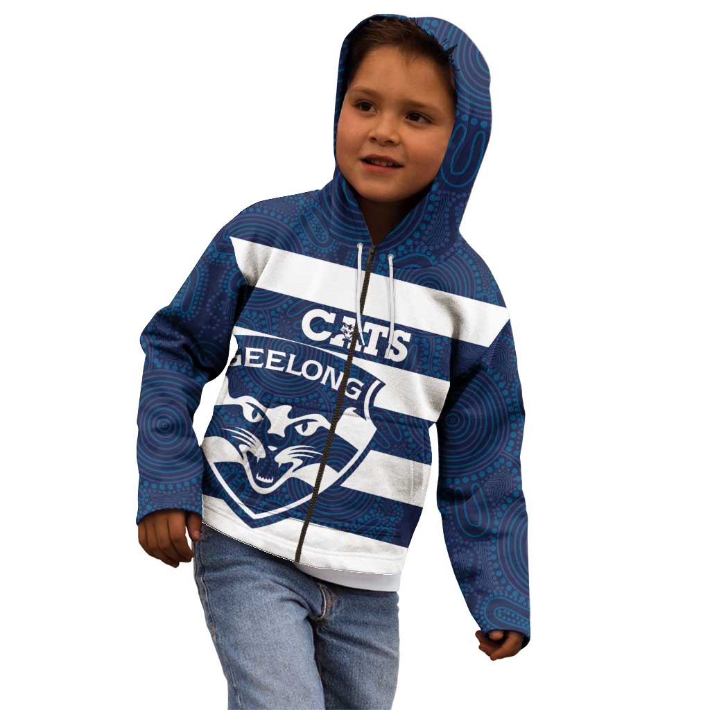 AFL Cats Football Custom Kid Hoodie Geelong Proud Indigenous Art - Vibe Hoodie