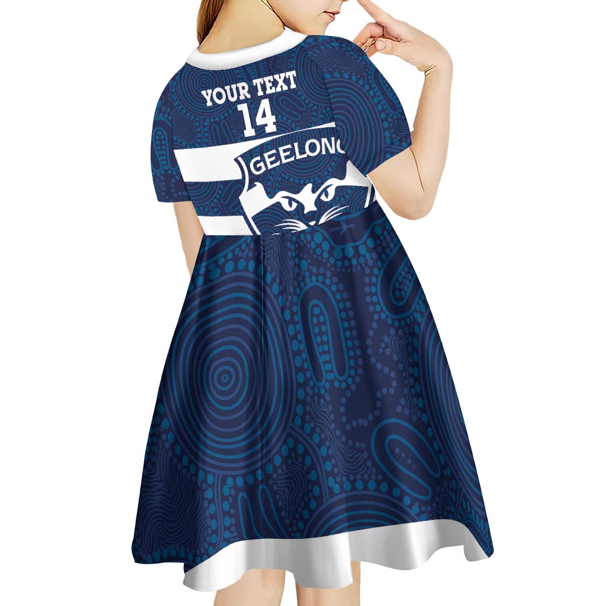 AFL Cats Football Custom Kid Short Sleeve Dress Geelong Proud Indigenous Art - Vibe Hoodie