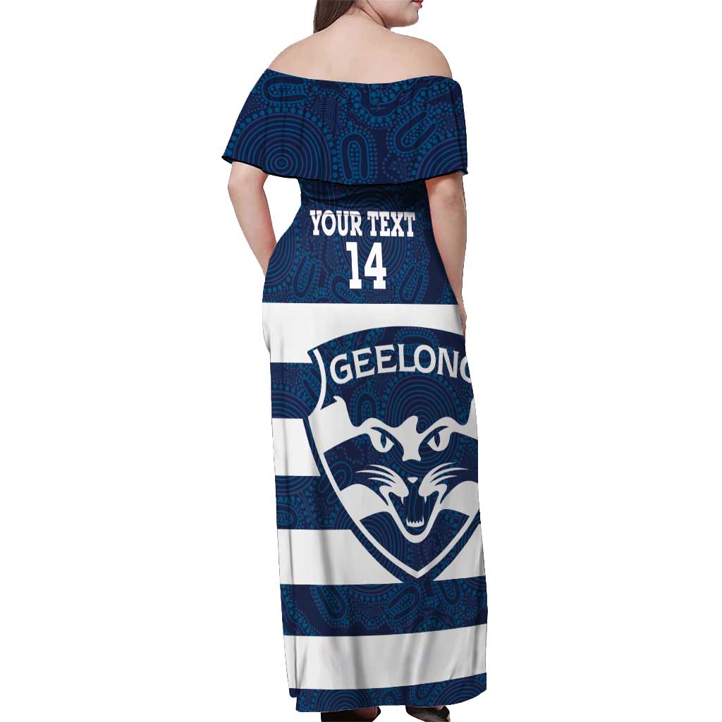 AFL Cats Football Custom Off Shoulder Maxi Dress Geelong Proud Indigenous Art - Vibe Hoodie