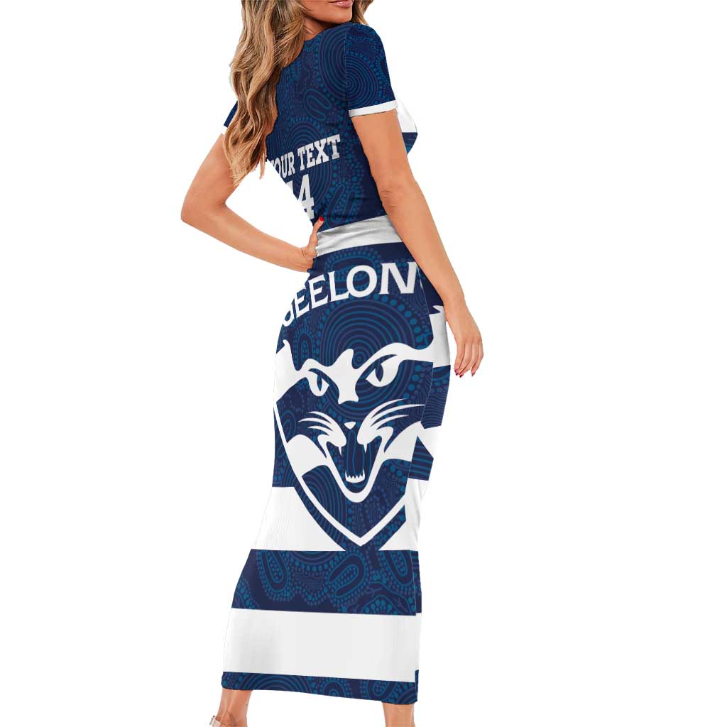 AFL Cats Football Custom Short Sleeve Bodycon Dress Geelong Proud Indigenous Art - Vibe Hoodie