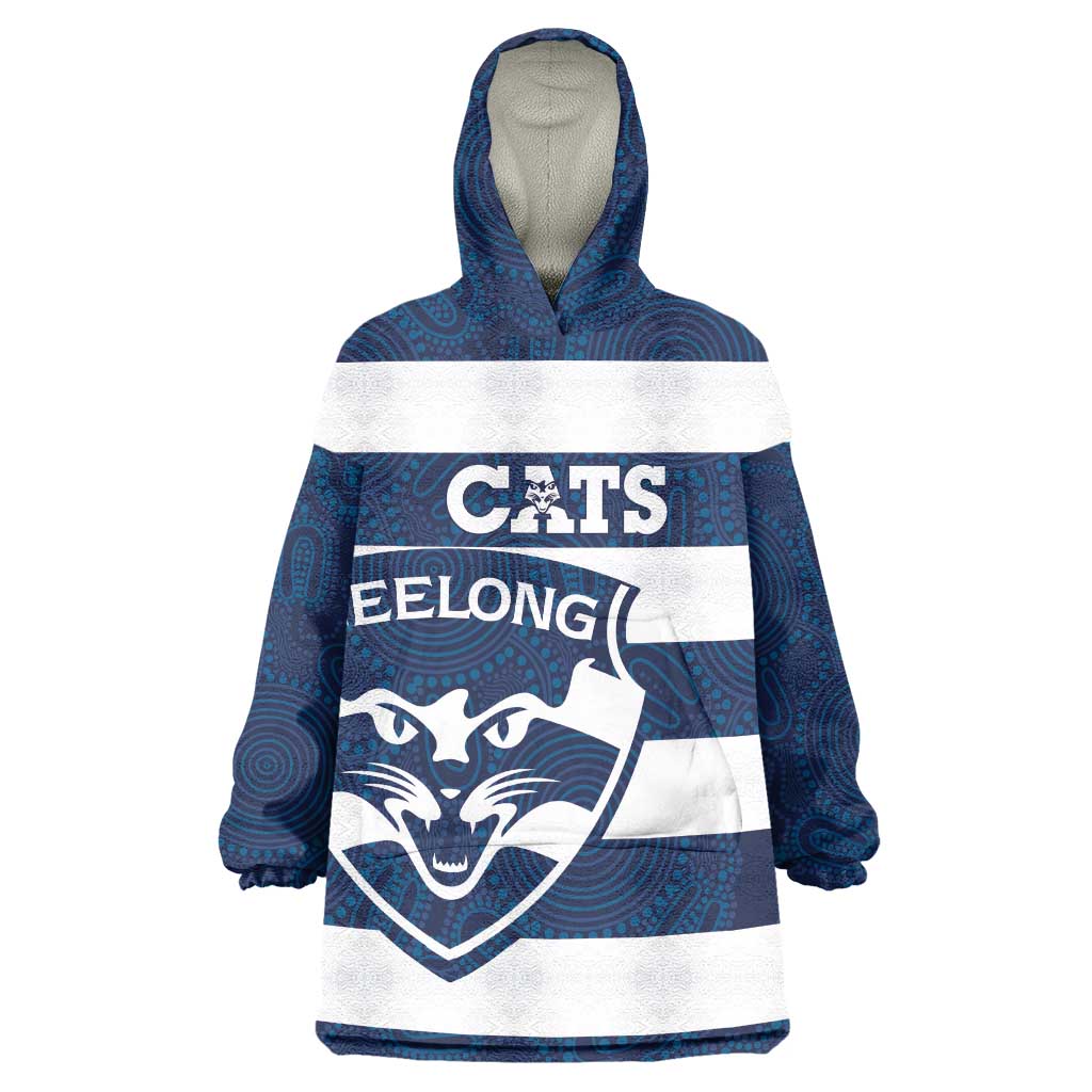 AFL Cats Football Custom Wearable Blanket Hoodie Geelong Proud Indigenous Art - Vibe Hoodie