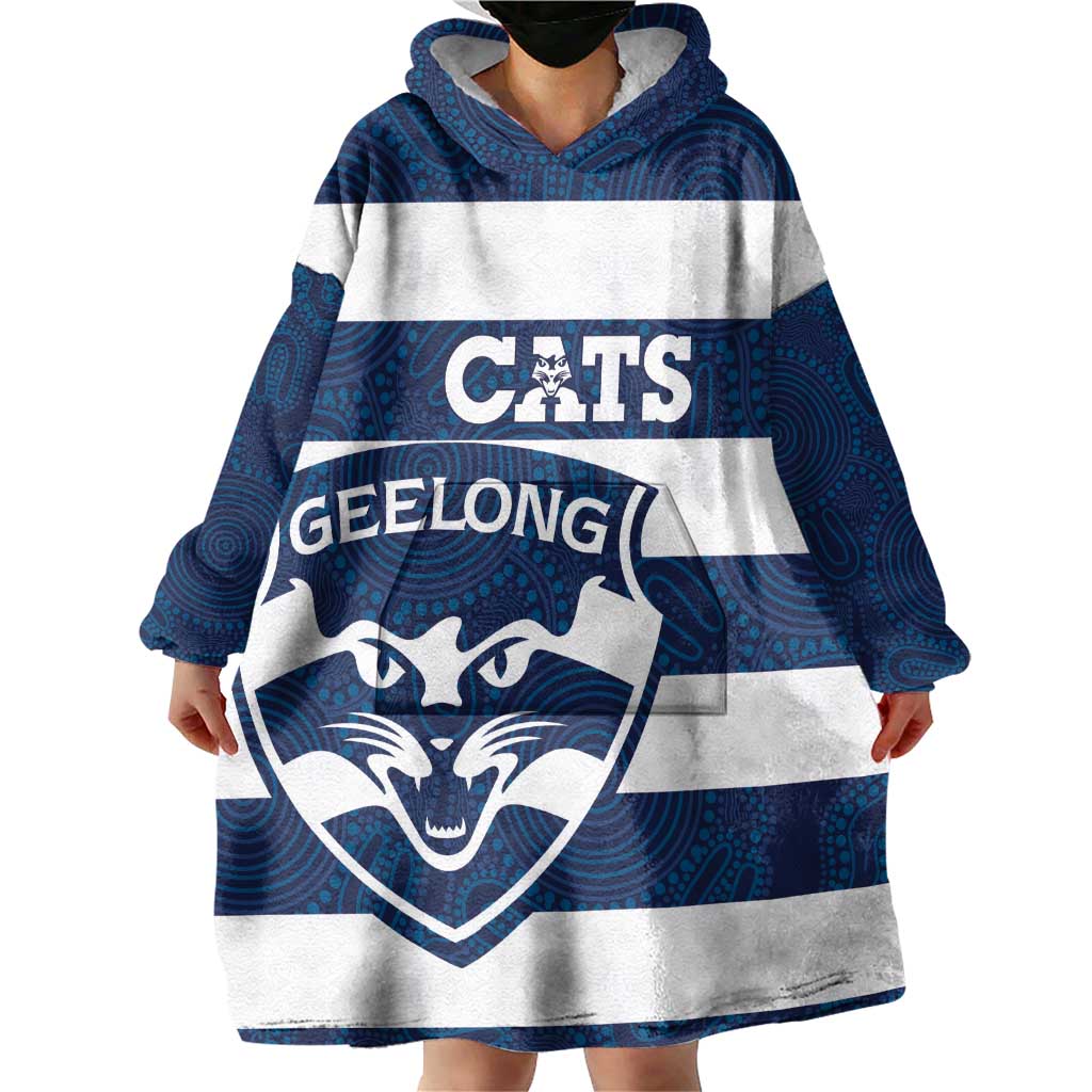 AFL Cats Football Custom Wearable Blanket Hoodie Geelong Proud Indigenous Art - Vibe Hoodie