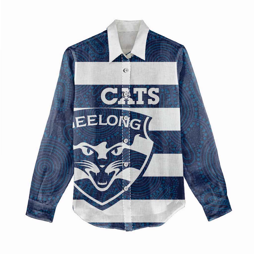 AFL Cats Football Custom Women Casual Shirt Geelong Proud Indigenous Art - Vibe Hoodie