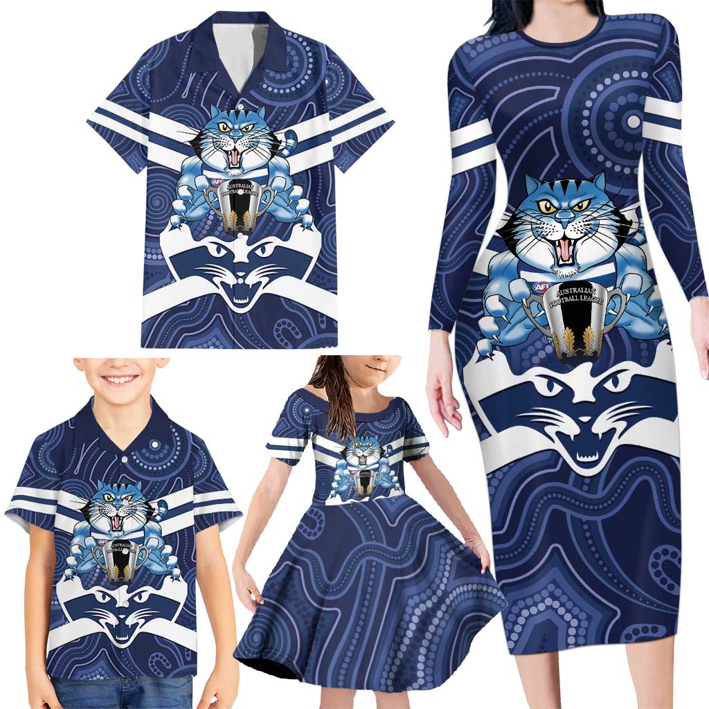 AFL Cats Football Personalised Family Matching Long Sleeve Bodycon Dress and Hawaiian Shirt Final Geelong Premiers Trophy Aboriginal - Vibe Hoodie