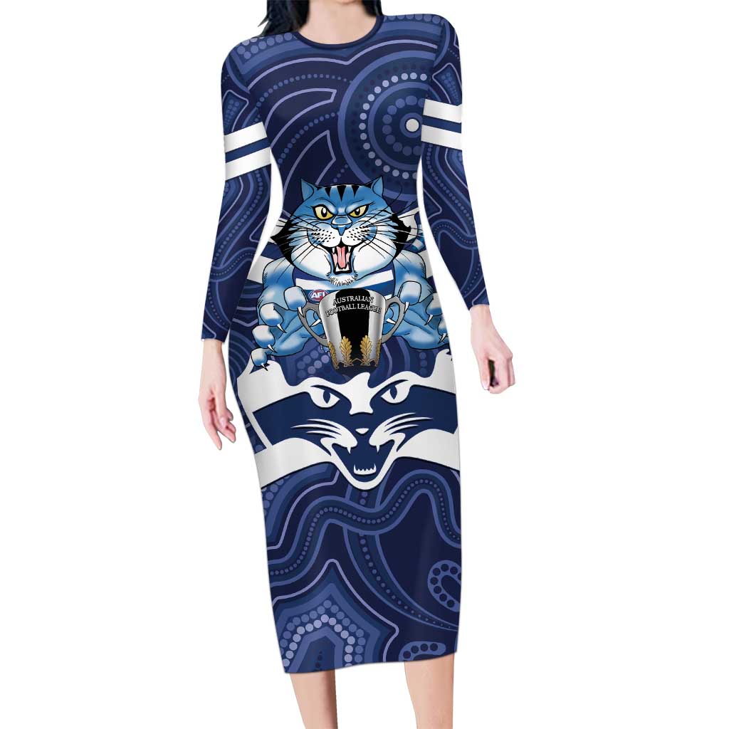 AFL Cats Football Personalised Family Matching Long Sleeve Bodycon Dress and Hawaiian Shirt Final Geelong Premiers Trophy Aboriginal - Vibe Hoodie