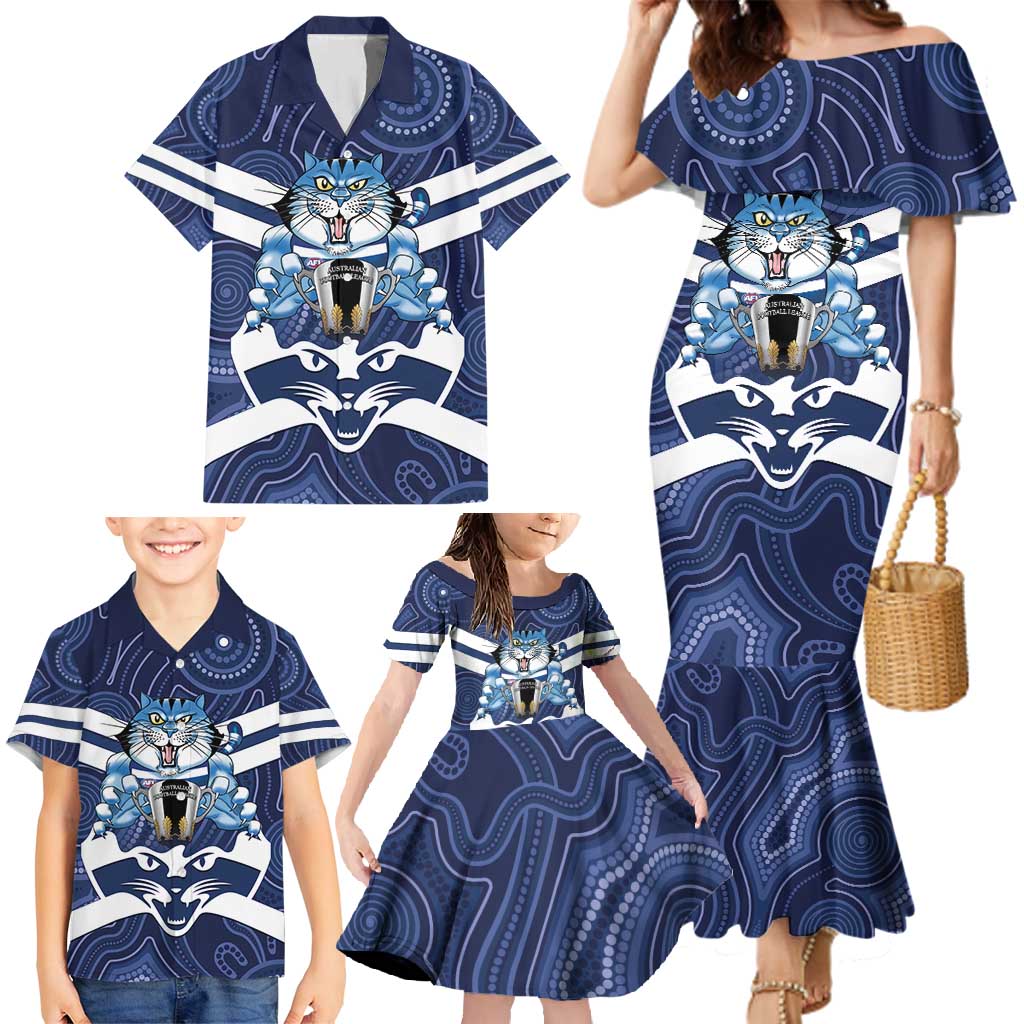 AFL Cats Football Personalised Family Matching Mermaid Dress and Hawaiian Shirt Final Geelong Premiers Trophy Aboriginal - Vibe Hoodie