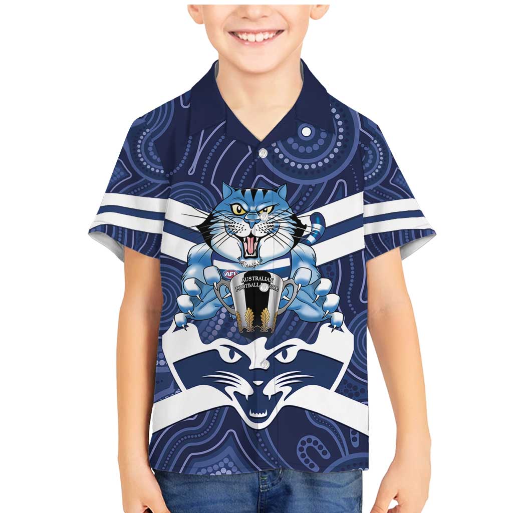 AFL Cats Football Personalised Family Matching Mermaid Dress and Hawaiian Shirt Final Geelong Premiers Trophy Aboriginal - Vibe Hoodie