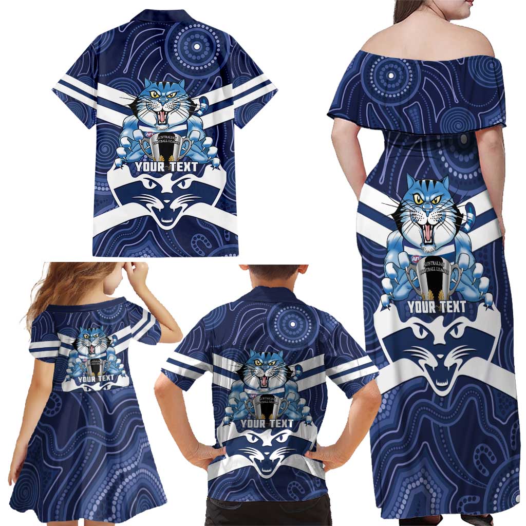 AFL Cats Football Personalised Family Matching Off Shoulder Maxi Dress and Hawaiian Shirt Final Geelong Premiers Trophy Aboriginal - Vibe Hoodie