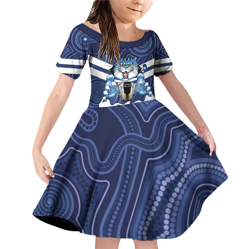 AFL Cats Football Personalised Family Matching Off Shoulder Short Dress and Hawaiian Shirt Final Geelong Premiers Trophy Aboriginal - Vibe Hoodie