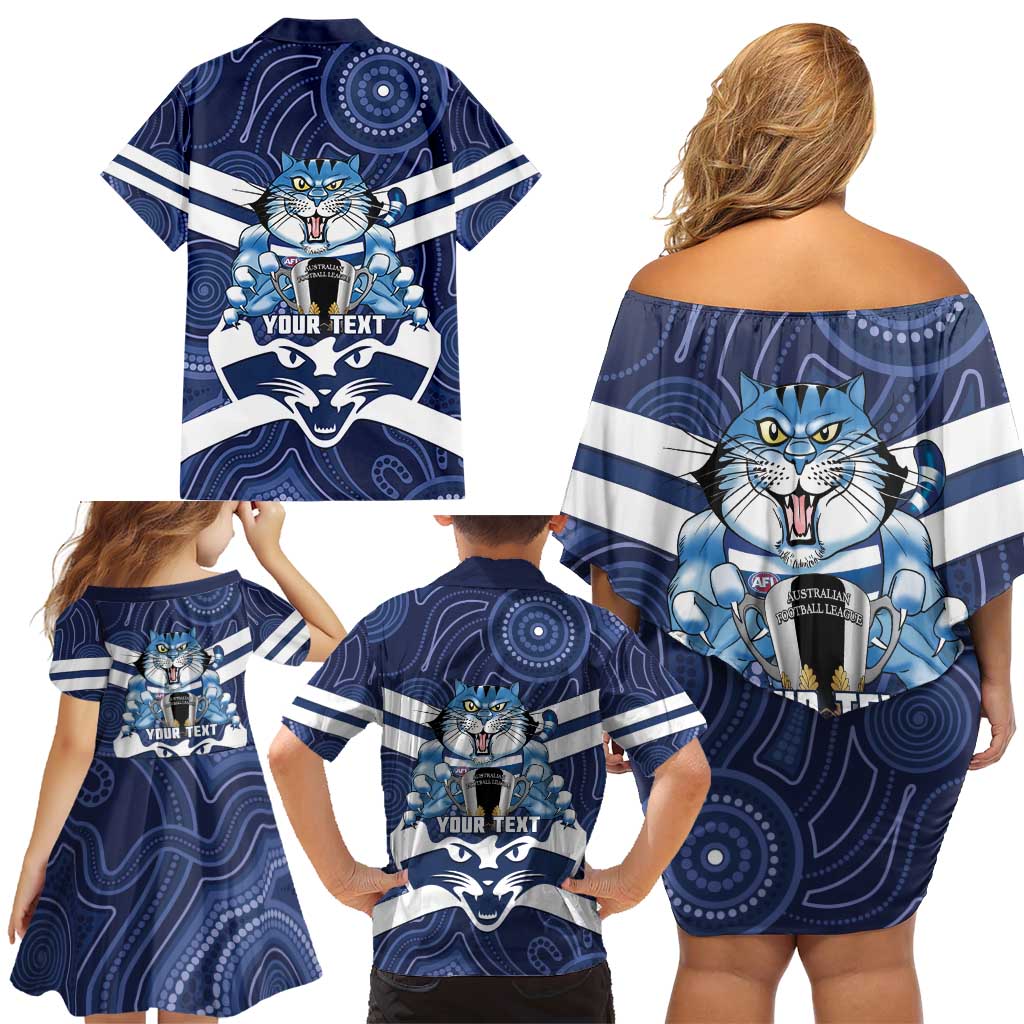 AFL Cats Football Personalised Family Matching Off Shoulder Short Dress and Hawaiian Shirt Final Geelong Premiers Trophy Aboriginal - Vibe Hoodie