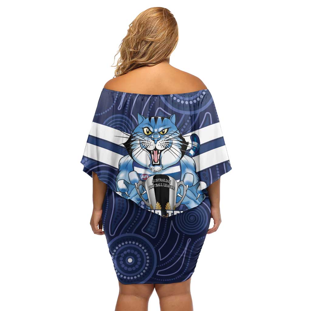 AFL Cats Football Personalised Family Matching Off Shoulder Short Dress and Hawaiian Shirt Final Geelong Premiers Trophy Aboriginal - Vibe Hoodie