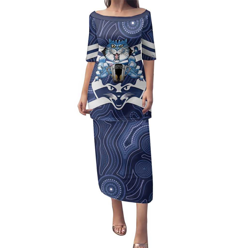 AFL Cats Football Personalised Family Matching Puletasi and Hawaiian Shirt Final Geelong Premiers Trophy Aboriginal - Vibe Hoodie