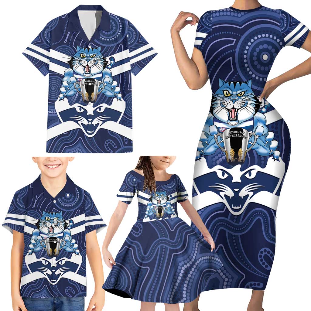 AFL Cats Football Personalised Family Matching Short Sleeve Bodycon Dress and Hawaiian Shirt Final Geelong Premiers Trophy Aboriginal - Vibe Hoodie