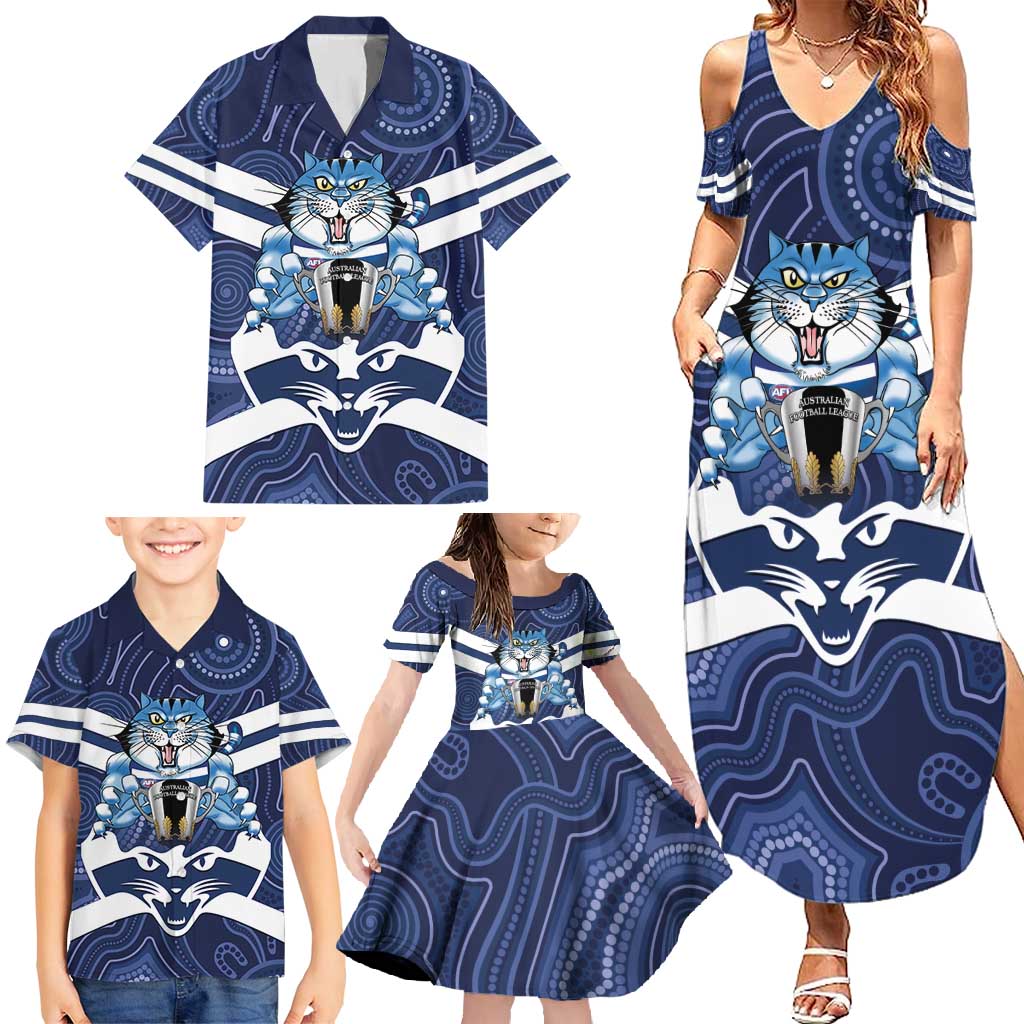 AFL Cats Football Personalised Family Matching Summer Maxi Dress and Hawaiian Shirt Final Geelong Premiers Trophy Aboriginal - Vibe Hoodie