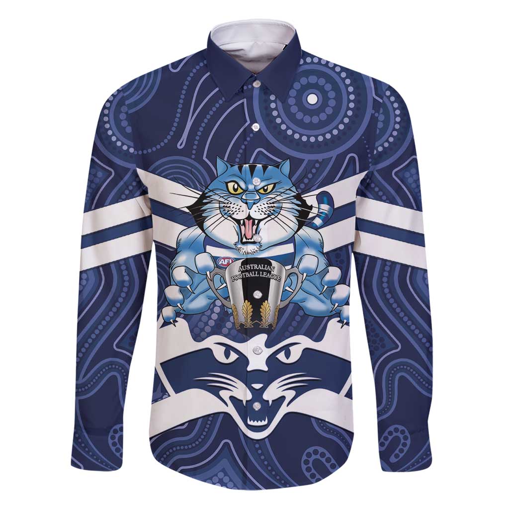 AFL Cats Football Personalised Family Matching Summer Maxi Dress and Hawaiian Shirt Final Geelong Premiers Trophy Aboriginal - Vibe Hoodie
