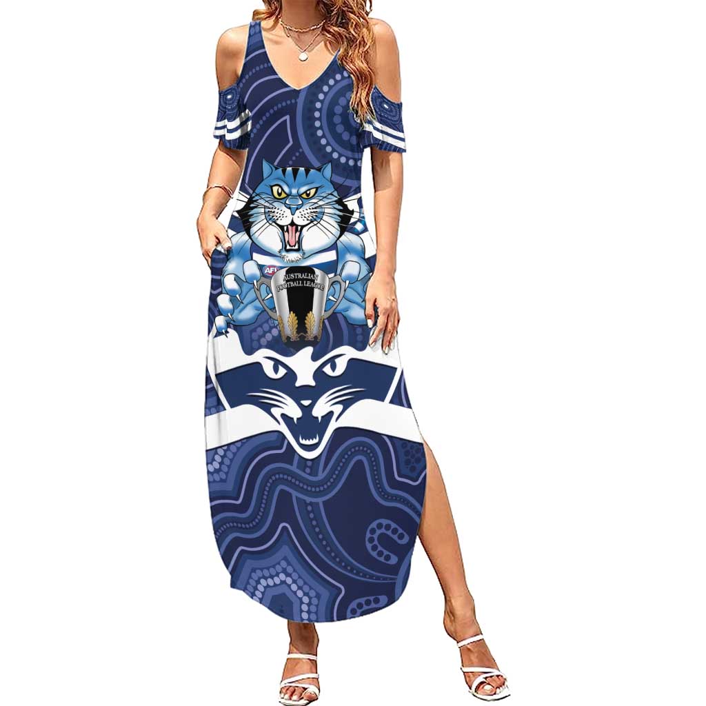 AFL Cats Football Personalised Family Matching Summer Maxi Dress and Hawaiian Shirt Final Geelong Premiers Trophy Aboriginal - Vibe Hoodie