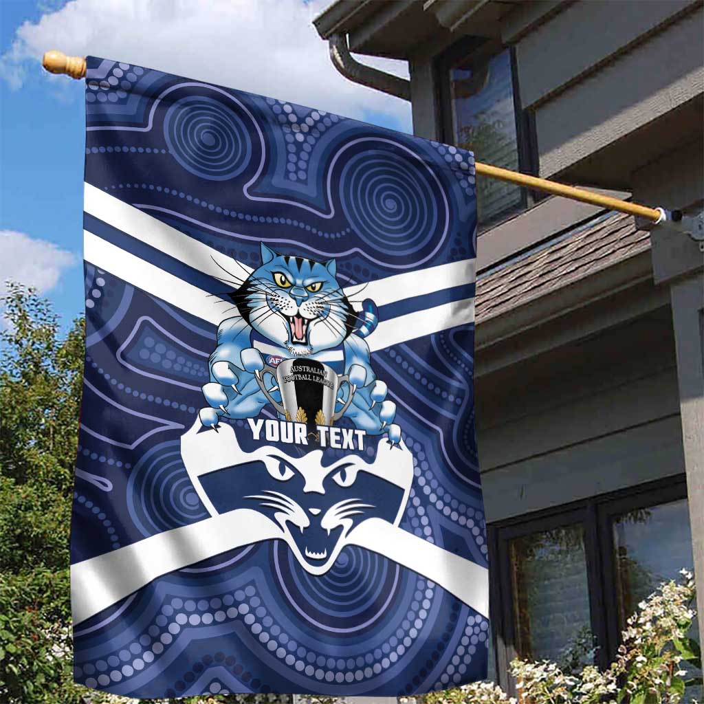 AFL Cats Football Personalised Garden Flag Final Geelong Premiers Trophy Aboriginal - Vibe Hoodie