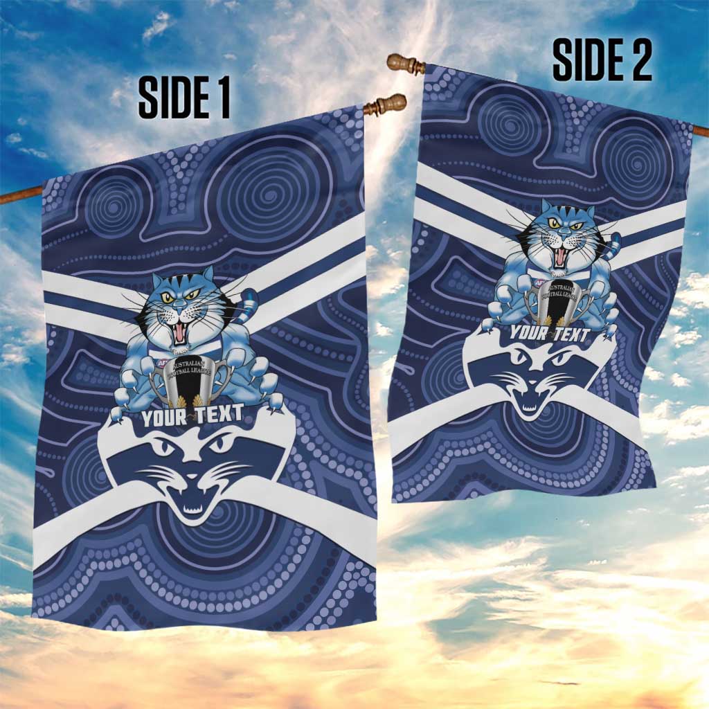 AFL Cats Football Personalised Garden Flag Final Geelong Premiers Trophy Aboriginal - Vibe Hoodie