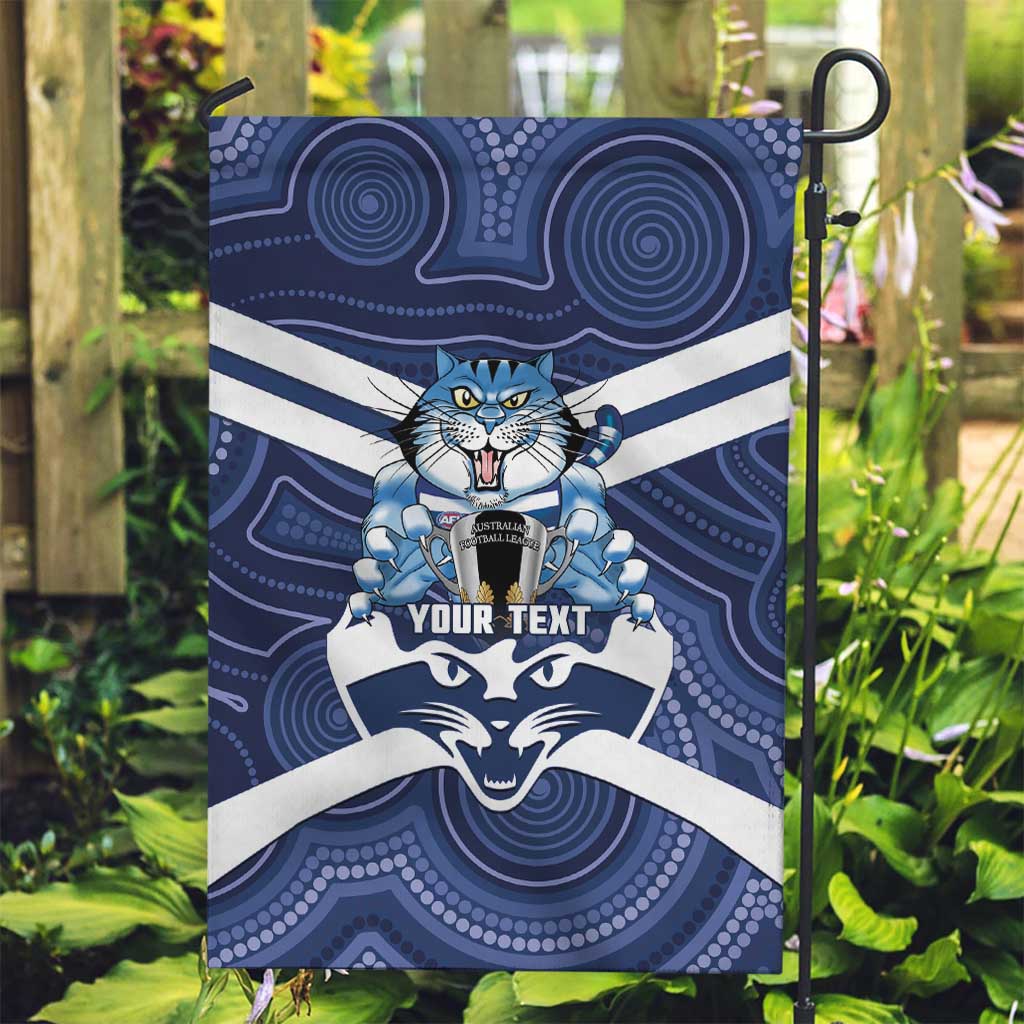 AFL Cats Football Personalised Garden Flag Final Geelong Premiers Trophy Aboriginal - Vibe Hoodie