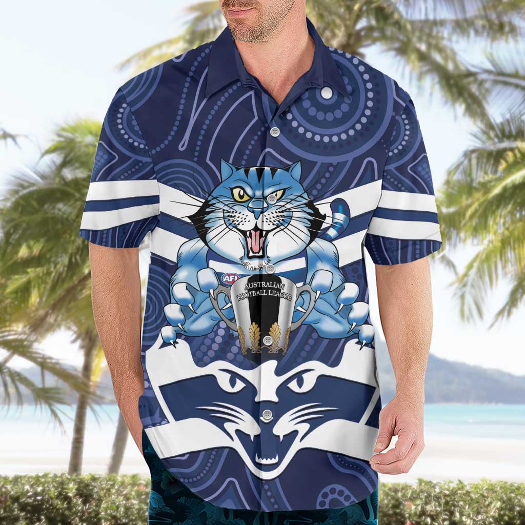 AFL Cats Football Personalised Hawaiian Shirt Final Geelong Premiers Trophy Aboriginal - Vibe Hoodie