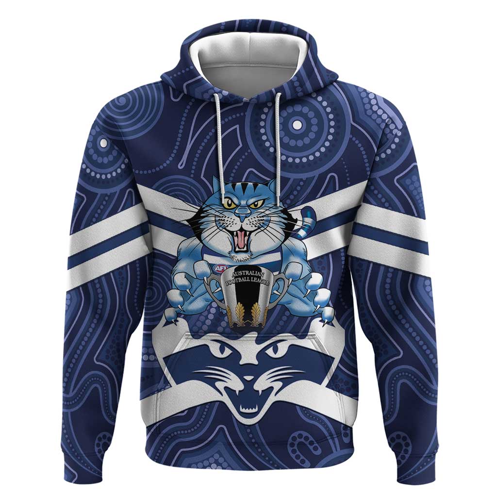 AFL Cats Football Personalised Hoodie Final Geelong Premiers Trophy Aboriginal - Vibe Hoodie