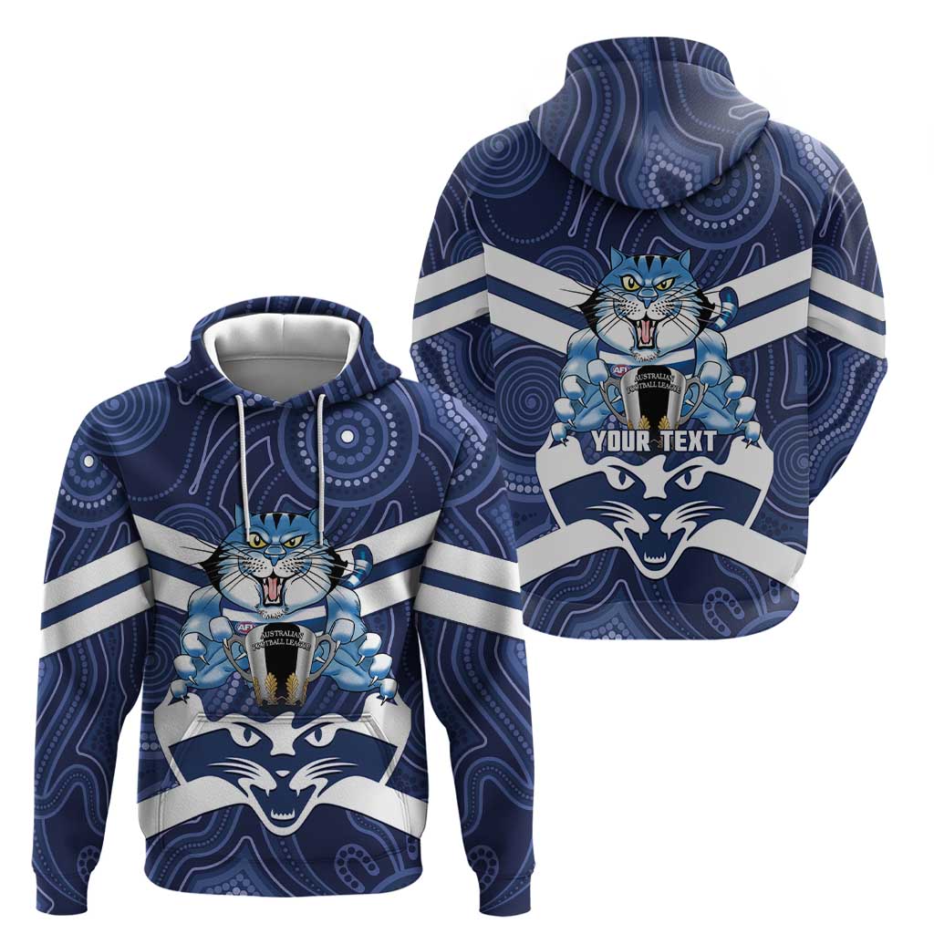 AFL Cats Football Personalised Hoodie Final Geelong Premiers Trophy Aboriginal - Vibe Hoodie