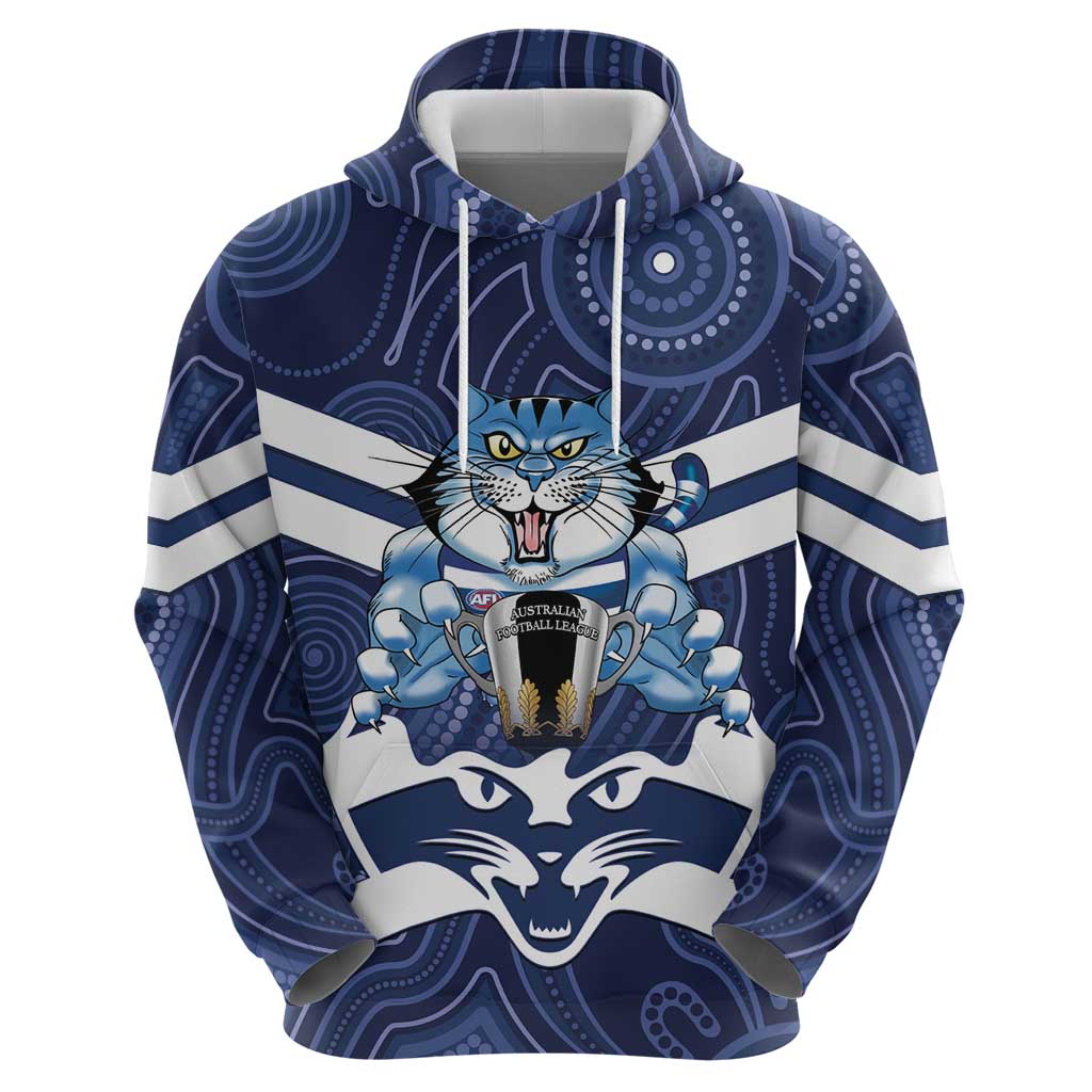 AFL Cats Football Personalised Hoodie Final Geelong Premiers Trophy Aboriginal - Vibe Hoodie