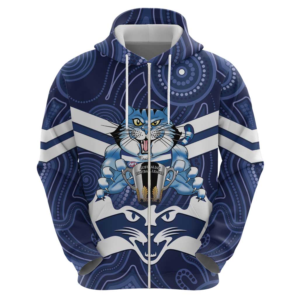 AFL Cats Football Personalised Hoodie Final Geelong Premiers Trophy Aboriginal - Vibe Hoodie