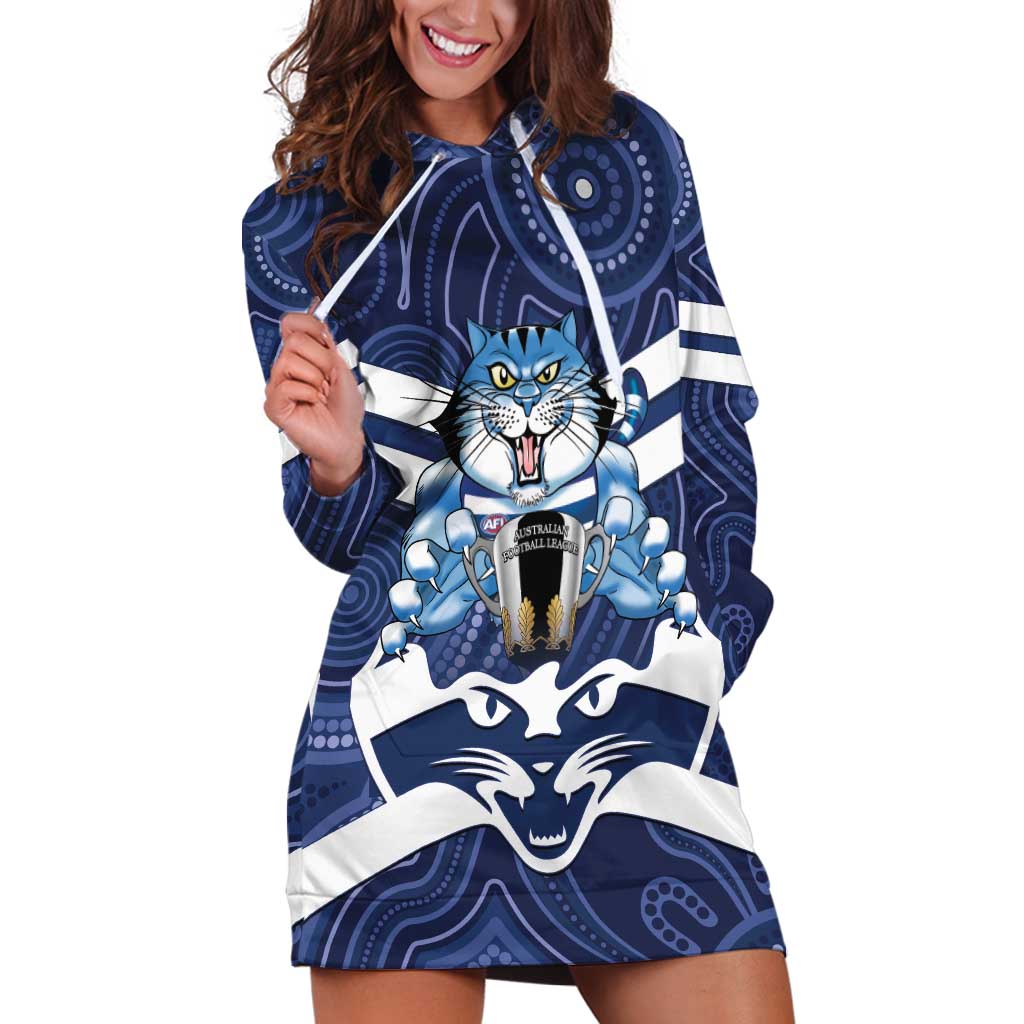 AFL Cats Football Personalised Hoodie Dress Final Geelong Premiers Trophy Aboriginal - Vibe Hoodie