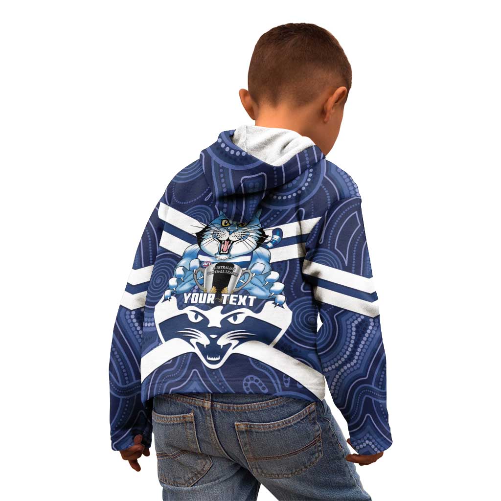 AFL Cats Football Personalised Kid Hoodie Final Geelong Premiers Trophy Aboriginal - Vibe Hoodie