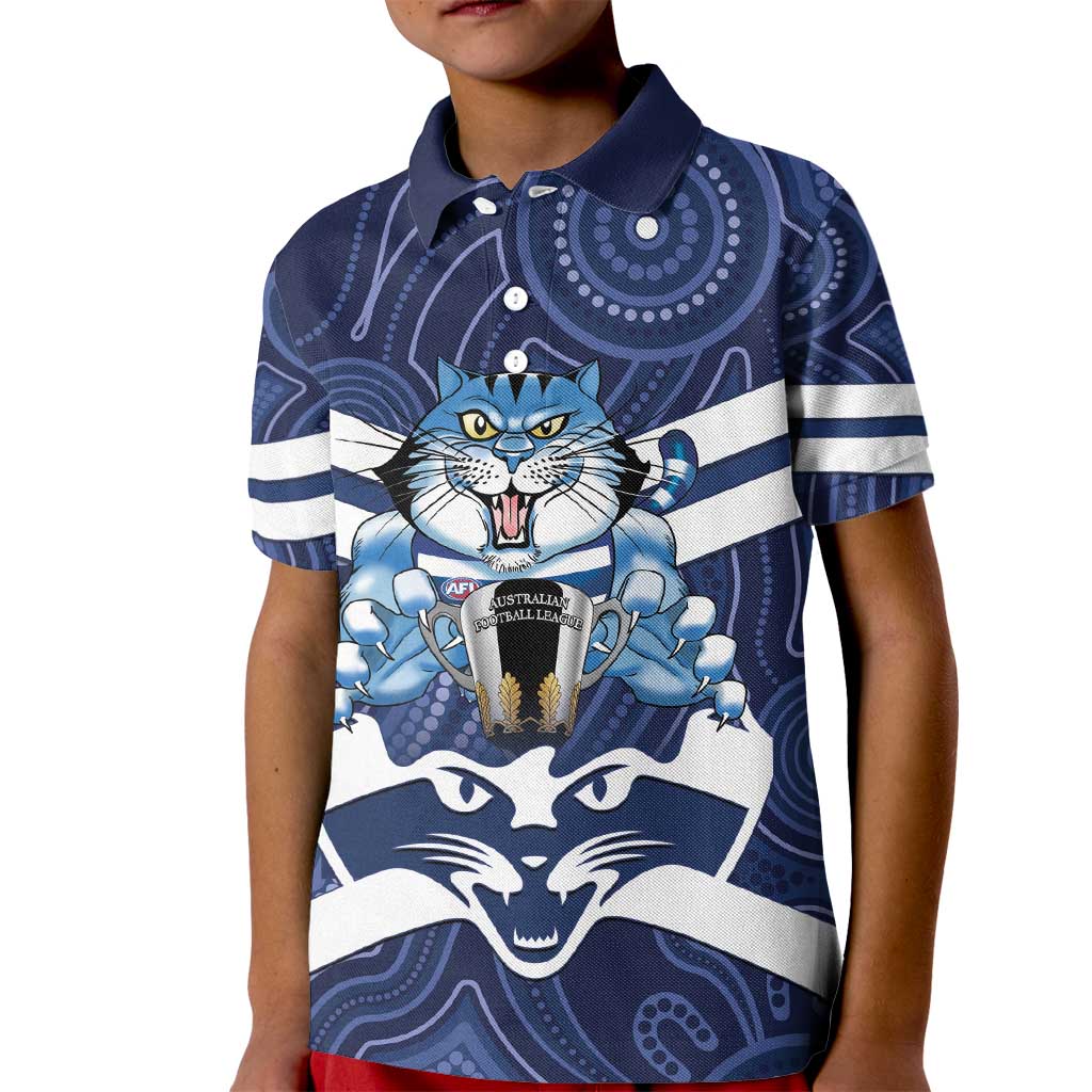 AFL Cats Football Personalised Kid Polo Shirt Final Geelong Premiers Trophy Aboriginal - Vibe Hoodie