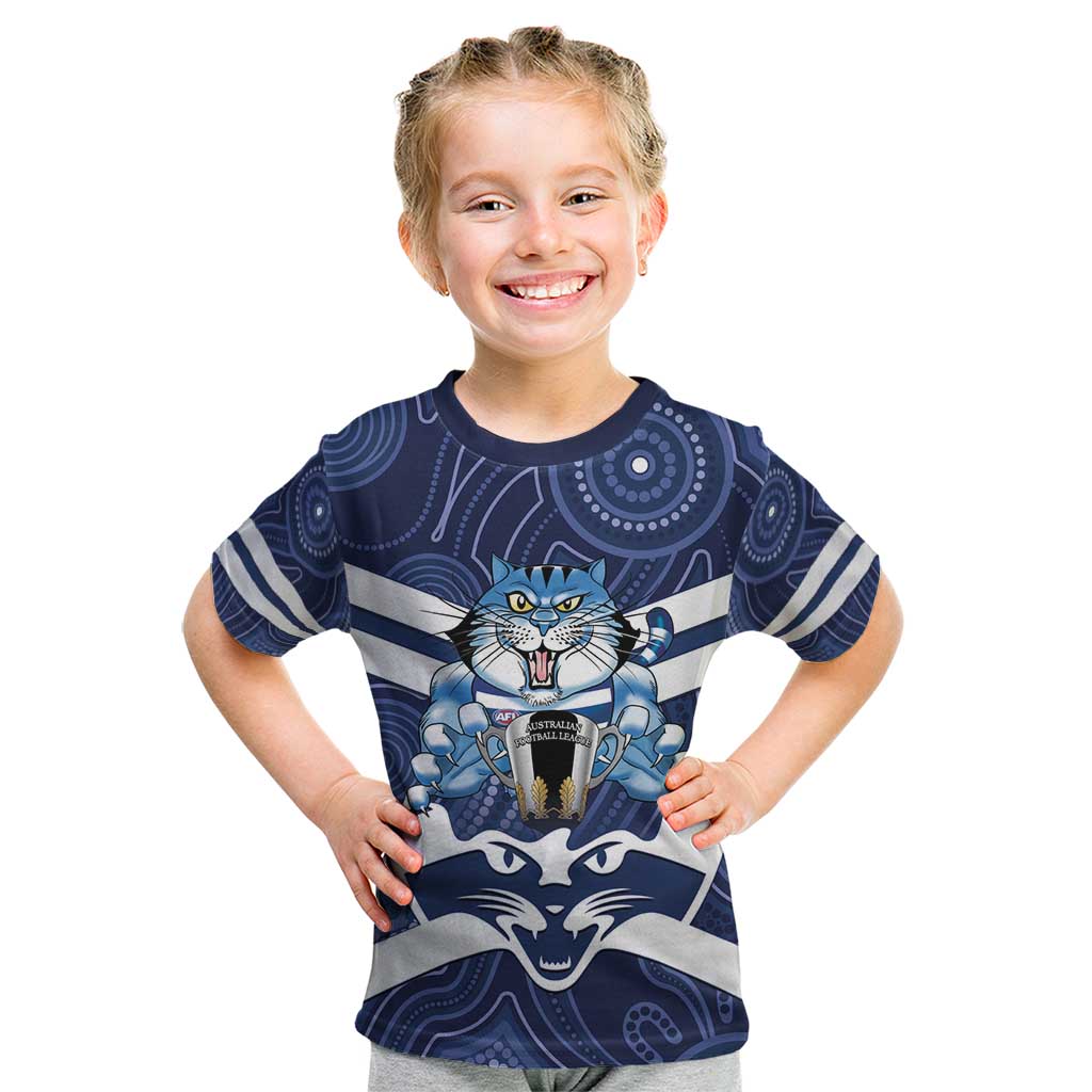 AFL Cats Football Personalised Kid T Shirt Final Geelong Premiers Trophy Aboriginal - Vibe Hoodie