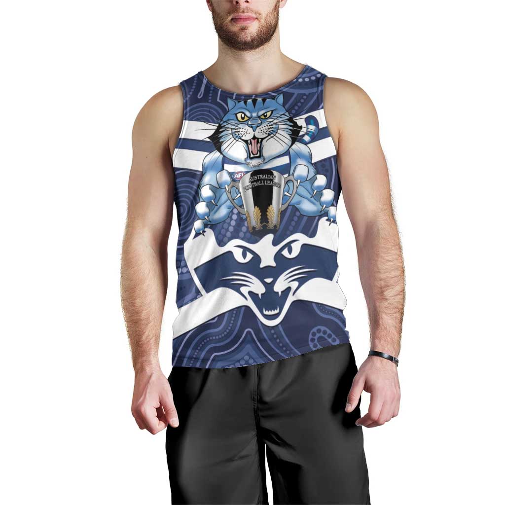 AFL Cats Football Personalised Men Tank Top Final Geelong Premiers Trophy Aboriginal - Vibe Hoodie